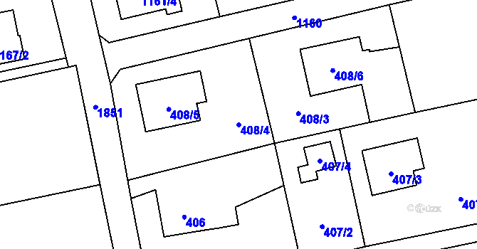 Parcela st. 408/4 v KÚ Markvartovice, Katastrální mapa