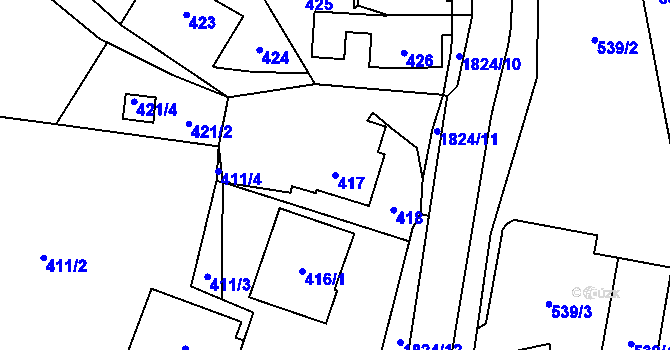 Parcela st. 417 v KÚ Markvartovice, Katastrální mapa