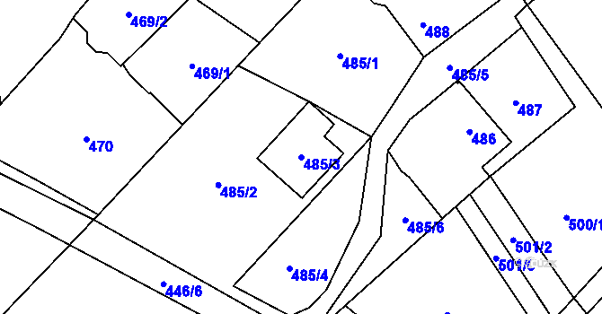 Parcela st. 485/3 v KÚ Markvartovice, Katastrální mapa