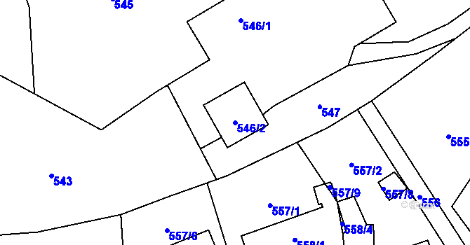 Parcela st. 546/2 v KÚ Markvartovice, Katastrální mapa