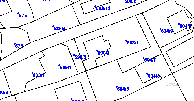 Parcela st. 598/2 v KÚ Markvartovice, Katastrální mapa