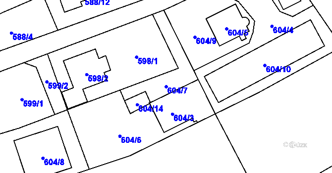 Parcela st. 604/7 v KÚ Markvartovice, Katastrální mapa