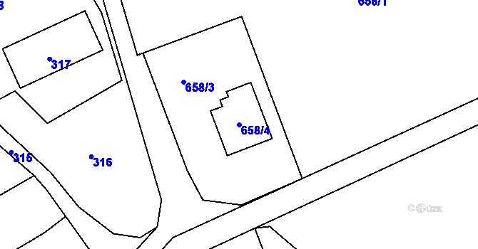 Parcela st. 658/4 v KÚ Markvartovice, Katastrální mapa