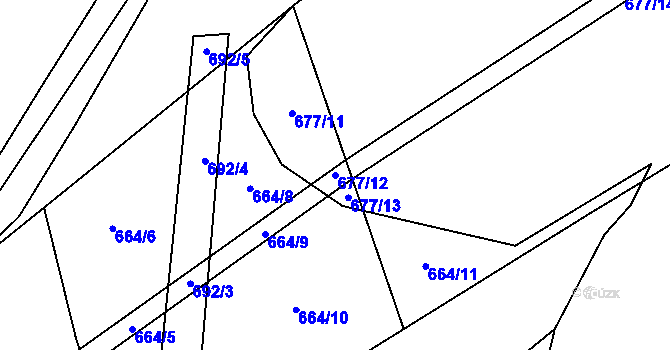 Parcela st. 677/12 v KÚ Markvartovice, Katastrální mapa