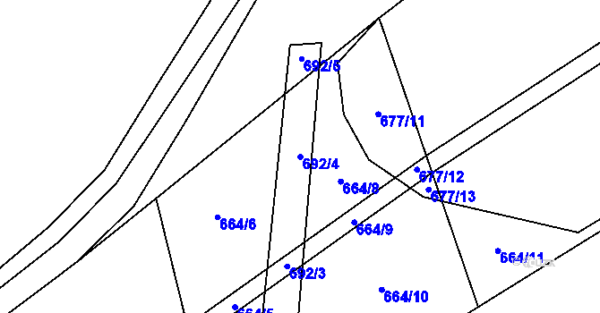 Parcela st. 692/4 v KÚ Markvartovice, Katastrální mapa