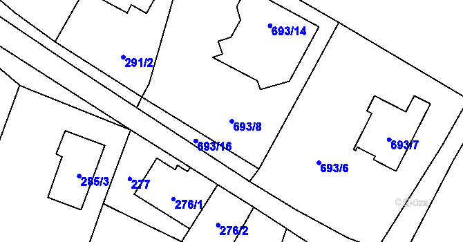 Parcela st. 693/8 v KÚ Markvartovice, Katastrální mapa