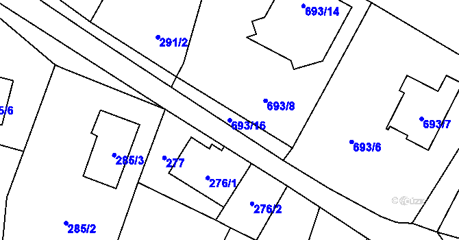 Parcela st. 693/16 v KÚ Markvartovice, Katastrální mapa