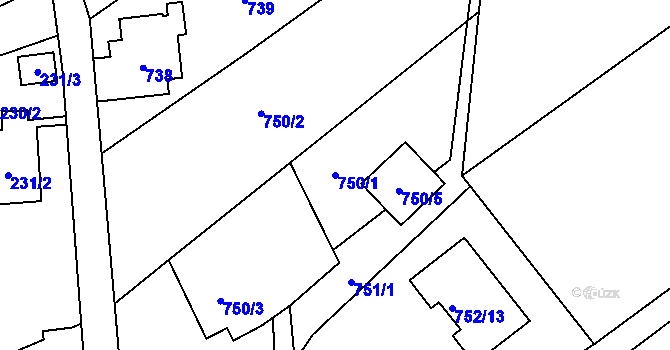 Parcela st. 750/1 v KÚ Markvartovice, Katastrální mapa