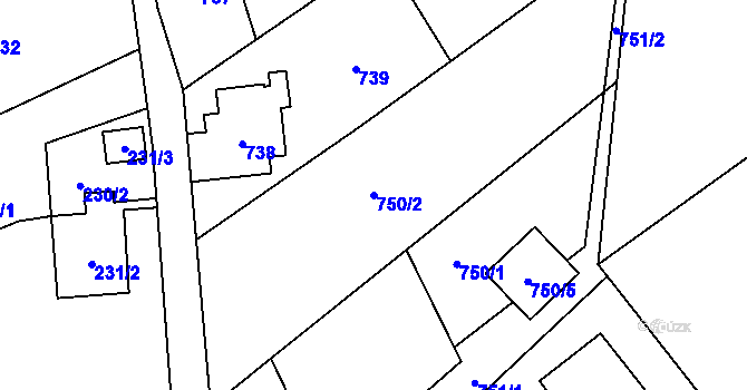 Parcela st. 750/2 v KÚ Markvartovice, Katastrální mapa