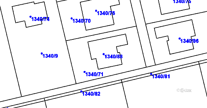 Parcela st. 1340/88 v KÚ Markvartovice, Katastrální mapa