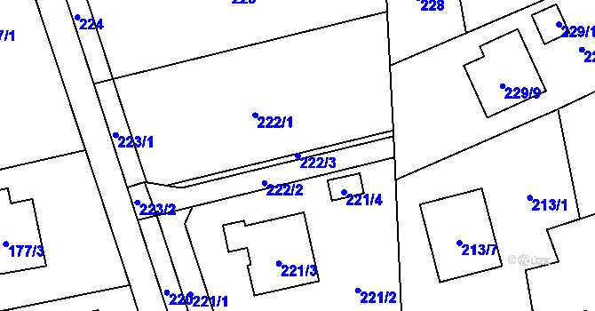 Parcela st. 222/3 v KÚ Markvartovice, Katastrální mapa
