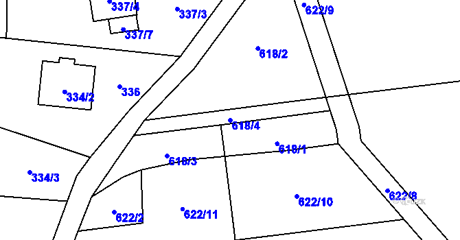 Parcela st. 618/4 v KÚ Markvartovice, Katastrální mapa
