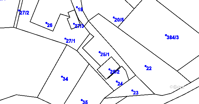 Parcela st. 25/1 v KÚ Markvartovice, Katastrální mapa