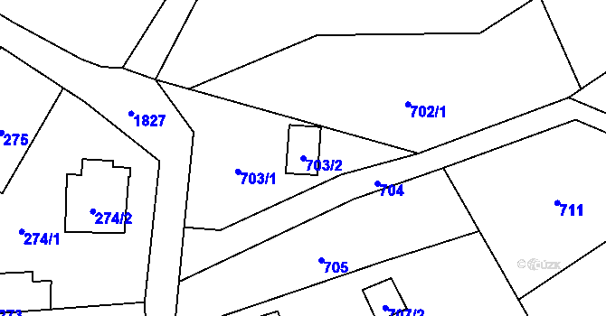 Parcela st. 703/2 v KÚ Markvartovice, Katastrální mapa