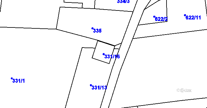 Parcela st. 331/16 v KÚ Markvartovice, Katastrální mapa