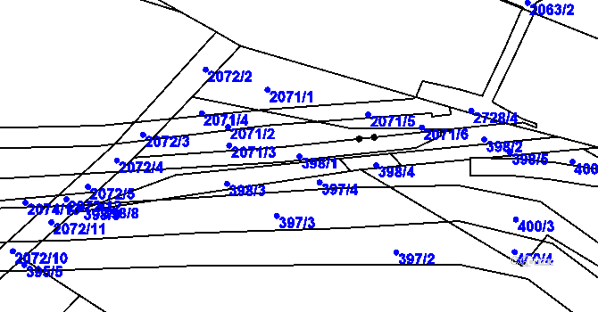 Parcela st. 398/1 v KÚ Maršíkov, Katastrální mapa