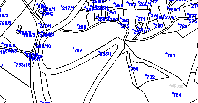 Parcela st. 853/1 v KÚ Maršíkov, Katastrální mapa
