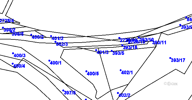 Parcela st. 401/3 v KÚ Maršíkov, Katastrální mapa