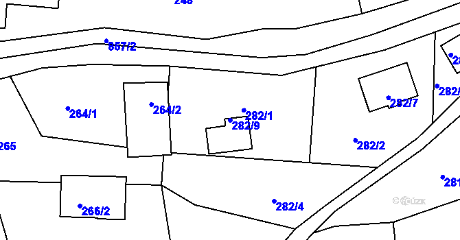 Parcela st. 282/9 v KÚ Maršíkov, Katastrální mapa