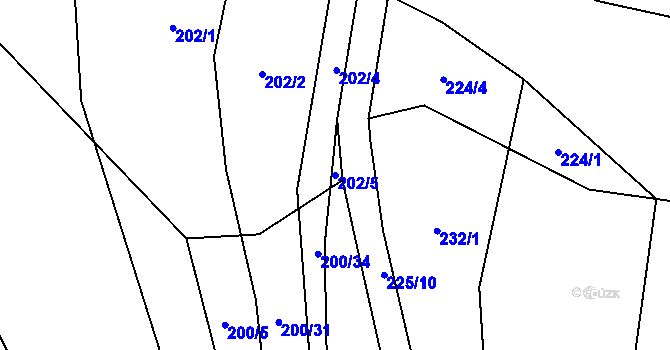 Parcela st. 202/5 v KÚ Maršov u Tábora, Katastrální mapa