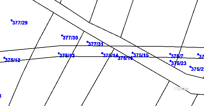 Parcela st. 375/14 v KÚ Maršov u Tábora, Katastrální mapa