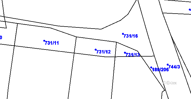 Parcela st. 731/12 v KÚ Maršov u Tábora, Katastrální mapa