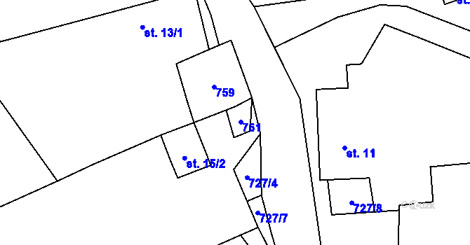 Parcela st. 13/3 v KÚ Obora u Maršova, Katastrální mapa