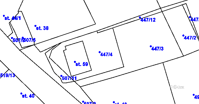 Parcela st. 447/4 v KÚ Obora u Maršova, Katastrální mapa