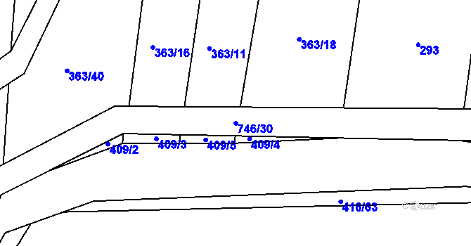 Parcela st. 746/30 v KÚ Obora u Maršova, Katastrální mapa