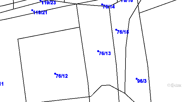 Parcela st. 76/13 v KÚ Obora u Maršova, Katastrální mapa