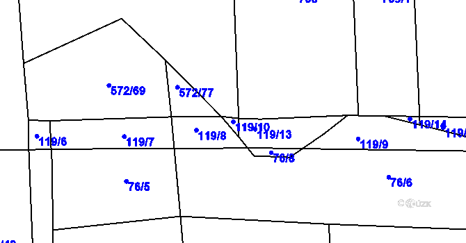 Parcela st. 119/10 v KÚ Obora u Maršova, Katastrální mapa