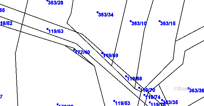 Parcela st. 119/59 v KÚ Obora u Maršova, Katastrální mapa