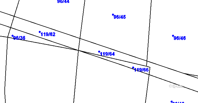 Parcela st. 119/64 v KÚ Obora u Maršova, Katastrální mapa