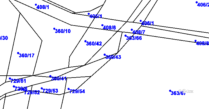 Parcela st. 360/43 v KÚ Obora u Maršova, Katastrální mapa