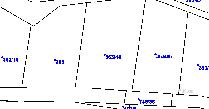 Parcela st. 363/44 v KÚ Obora u Maršova, Katastrální mapa