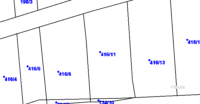 Parcela st. 416/11 v KÚ Obora u Maršova, Katastrální mapa