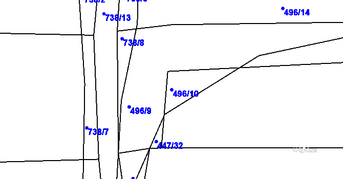Parcela st. 496/10 v KÚ Obora u Maršova, Katastrální mapa