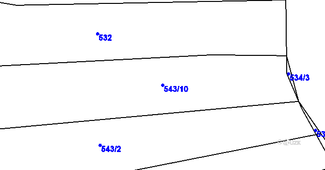 Parcela st. 543/10 v KÚ Obora u Maršova, Katastrální mapa