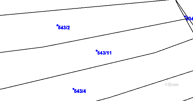Parcela st. 543/11 v KÚ Obora u Maršova, Katastrální mapa
