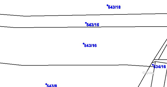 Parcela st. 543/16 v KÚ Obora u Maršova, Katastrální mapa
