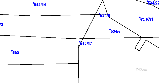 Parcela st. 543/17 v KÚ Obora u Maršova, Katastrální mapa