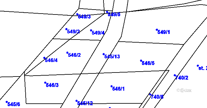 Parcela st. 545/13 v KÚ Obora u Maršova, Katastrální mapa