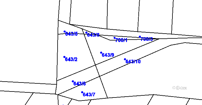Parcela st. 643/9 v KÚ Obora u Maršova, Katastrální mapa