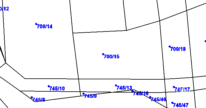 Parcela st. 700/15 v KÚ Obora u Maršova, Katastrální mapa
