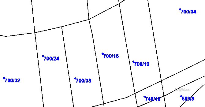 Parcela st. 700/16 v KÚ Obora u Maršova, Katastrální mapa
