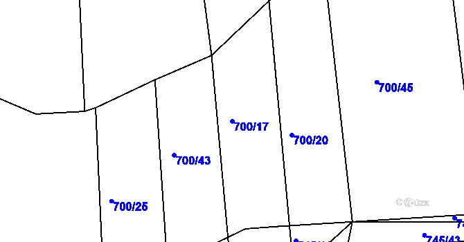 Parcela st. 700/17 v KÚ Obora u Maršova, Katastrální mapa