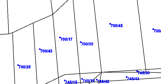Parcela st. 700/20 v KÚ Obora u Maršova, Katastrální mapa