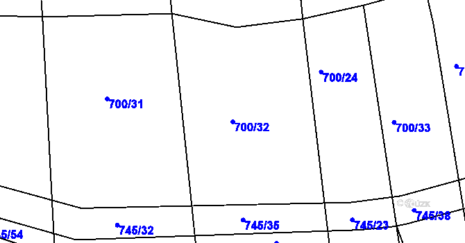 Parcela st. 700/32 v KÚ Obora u Maršova, Katastrální mapa