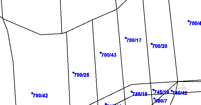 Parcela st. 700/43 v KÚ Obora u Maršova, Katastrální mapa