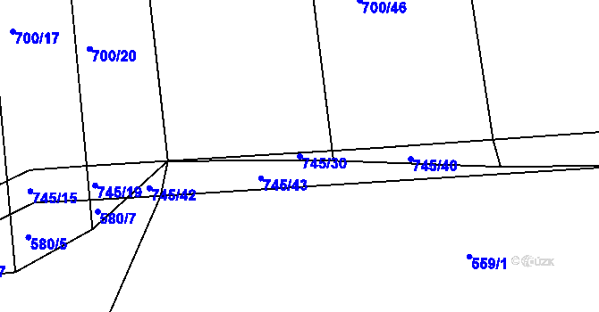 Parcela st. 745/30 v KÚ Obora u Maršova, Katastrální mapa